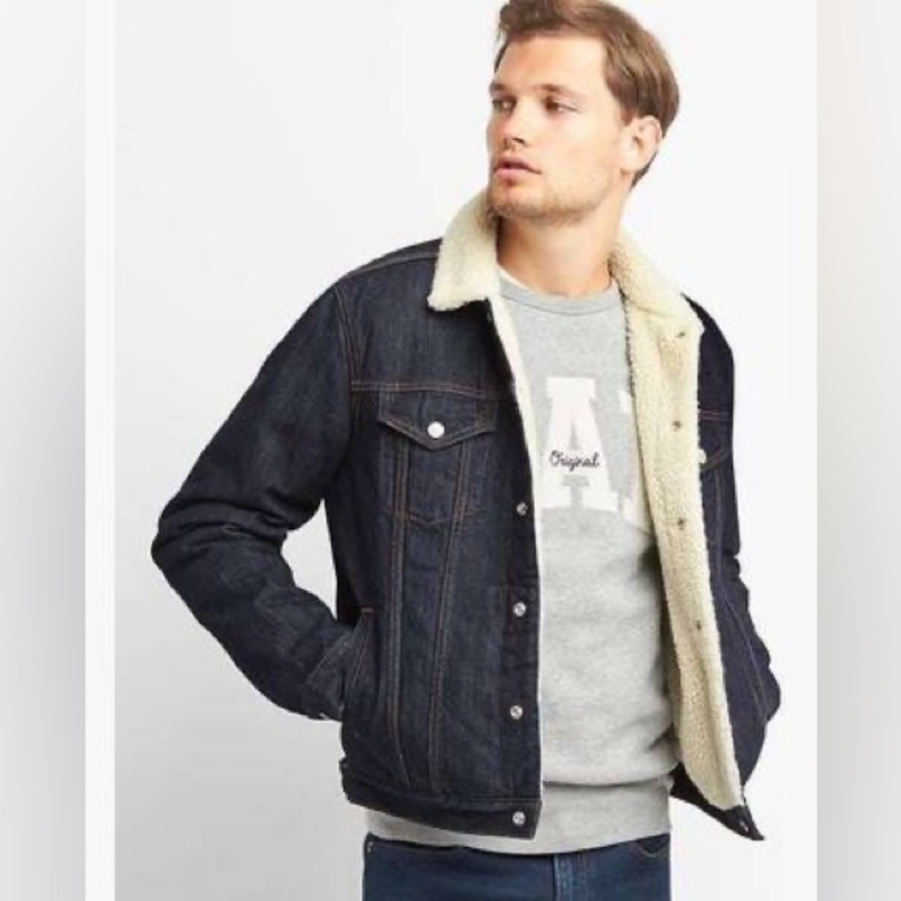 Denim Sherpa Lined Jacket XXL